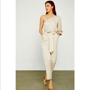 NWT BCBG One Sleeved, Belted Jumpsuit